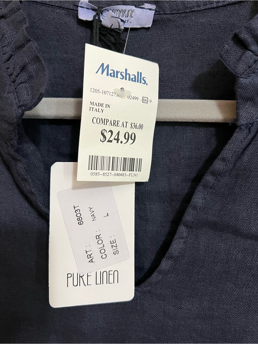 Marshalls Navy Blue Lightweight Linen Tunic Top - Picture 6 of 10